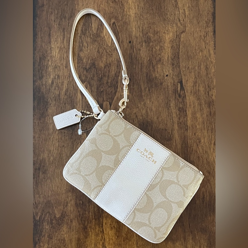 Coach Signature PVC Leather Small Wristlet Wallet